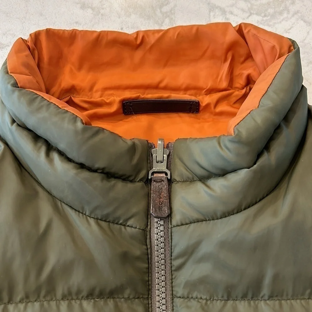 COACH Packable Reversible Lightweight Down Jacket Olive/Burnt Orange
